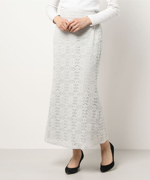 flower（フラワー）の「フルールレーススカート（スカート・レディース・アイボリー/グリーン・FREE）」の14枚目の写真