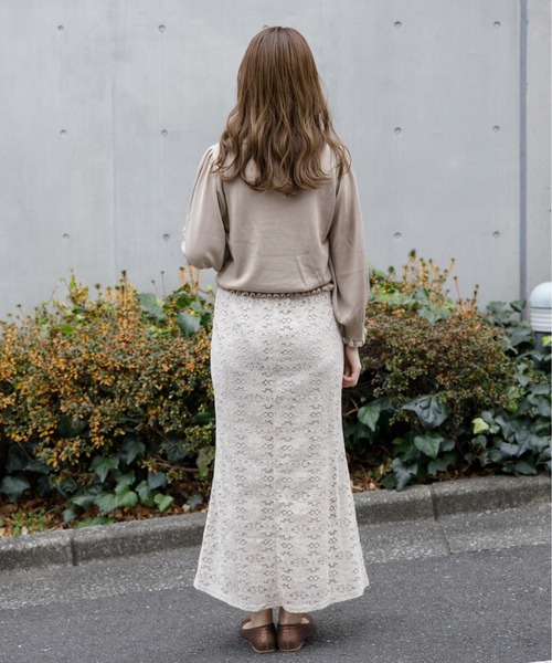 flower（フラワー）の「フルールレーススカート（スカート・レディース・アイボリー/グリーン・FREE）」の5枚目の写真