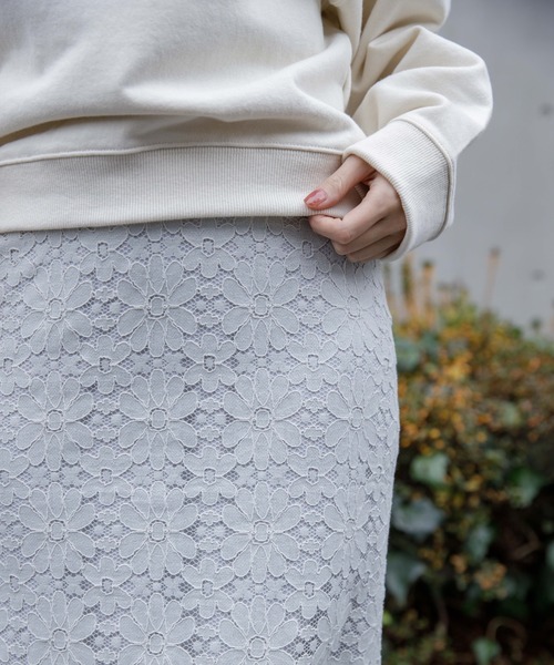 flower（フラワー）の「フルールレーススカート（スカート・レディース・アイボリー/グリーン・FREE）」の10枚目の写真