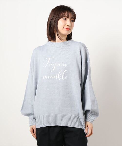 KOBE LETTUCE(コウベレタス)の「ロゴプリントニットトップス(ニット/セーター・レディース・ブラウン系その他/モカ/ブルー系その他/ホワイト系その他/ブルー/アイボリー・FREE)」の6枚目の写真