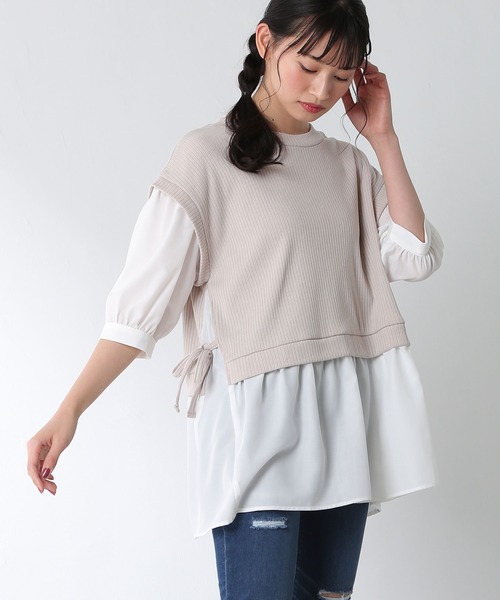 Honeys（ハニーズ）の「レイヤード風チュニック（その他トップス・レディース・オレンジ/ブラック/ベージュ/ブルー/オリーブ・M/L/S）」の3枚目の写真