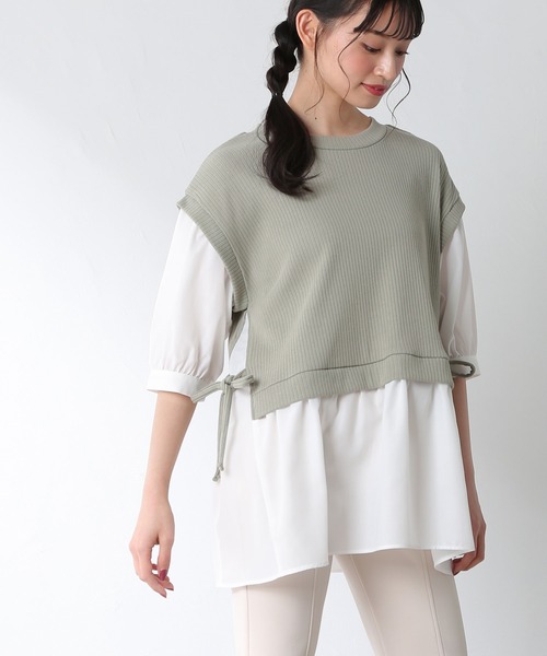 Honeys（ハニーズ）の「レイヤード風チュニック（その他トップス・レディース・オレンジ/ブラック/ベージュ/ブルー/オリーブ・M/L/S）」の4枚目の写真