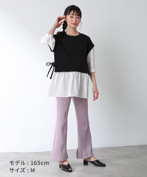 Honeys（ハニーズ）の「レイヤード風チュニック（その他トップス・レディース・オレンジ/ブラック/ベージュ/ブルー/オリーブ・M/L/S）」の9枚目の写真