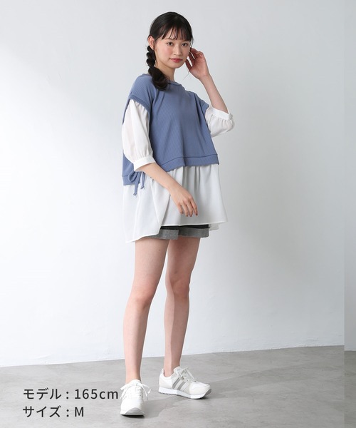 Honeys（ハニーズ）の「レイヤード風チュニック（その他トップス・レディース・オレンジ/ブラック/ベージュ/ブルー/オリーブ・M/L/S）」の11枚目の写真