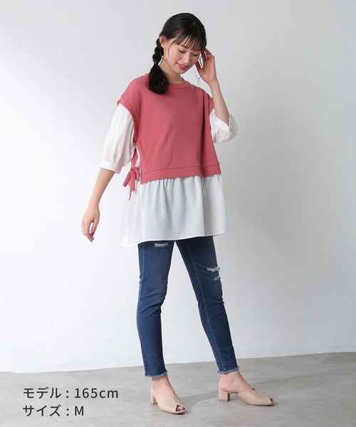 Honeys（ハニーズ）の「レイヤード風チュニック（その他トップス・レディース・オレンジ/ブラック/ベージュ/ブルー/オリーブ・M/L/S）」の17枚目の写真