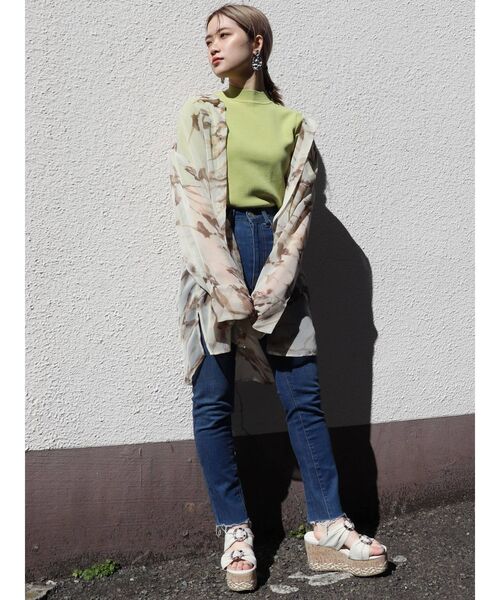 MURUA（ムルーア）の「スリムハーフスリーブニット（ニット/セーター・レディース・ホワイト/ブラック/ライトグリーン/ライトブルー/ベージュ・FREE）」の12枚目の写真