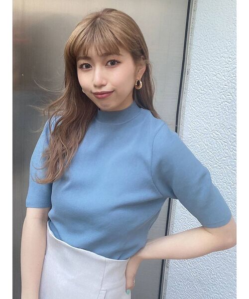 MURUA（ムルーア）の「スリムハーフスリーブニット（ニット/セーター・レディース・ホワイト/ブラック/ライトグリーン/ライトブルー/ベージュ・FREE）」の11枚目の写真