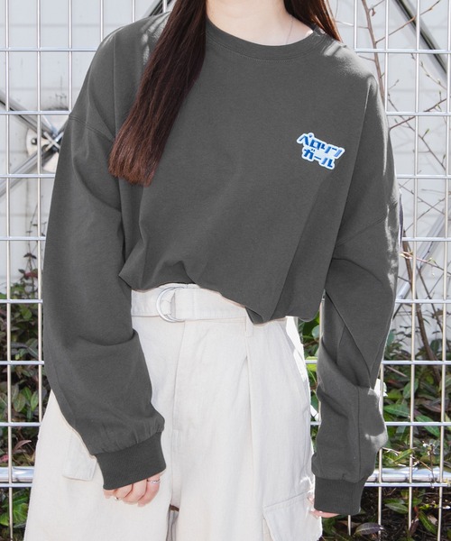 PairPair（ペアペア）の「ペロリンガールロンT(ユニセックス)（Tシャツ/カットソー・レディース・オフホワイト/ライトグリーン/ホワイト系その他/ブルー系その他/スミクロ・FREE）」の4枚目の写真