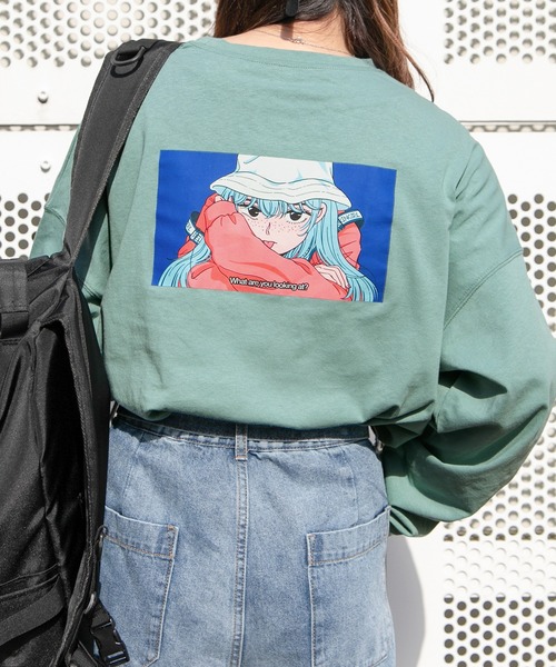 PairPair（ペアペア）の「ペロリンガールロンT(ユニセックス)（Tシャツ/カットソー・レディース・オフホワイト/ライトグリーン/ホワイト系その他/ブルー系その他/スミクロ・FREE）」の7枚目の写真