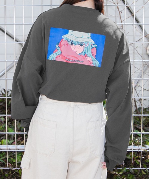 PairPair（ペアペア）の「ペロリンガールロンT(ユニセックス)（Tシャツ/カットソー・レディース・オフホワイト/ライトグリーン/ホワイト系その他/ブルー系その他/スミクロ・FREE）」の8枚目の写真