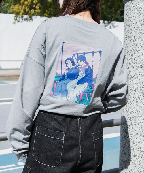 PairPair（ペアペア）の「ペロリンガールロンT(ユニセックス)（Tシャツ/カットソー・レディース・オフホワイト/ライトグリーン/ホワイト系その他/ブルー系その他/スミクロ・FREE）」の10枚目の写真
