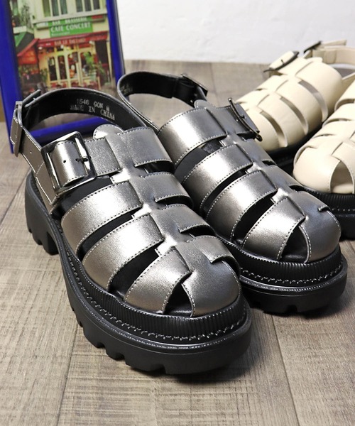 LOVEHUNTER(ラブハンター)の「Love Hunter / 厚底トラックソールグルカサンダル(1546)(サンダル・レディース・ブラック/アイボリー/ガンメタ/ホワイト/ダークブラウン・LL/M/L/S)」の5枚目の写真