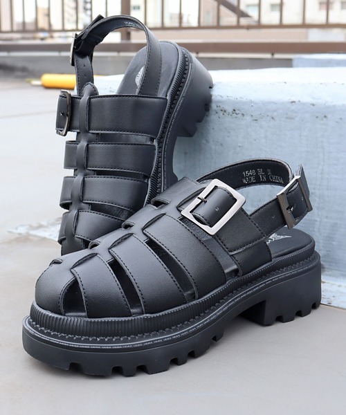 LOVEHUNTER(ラブハンター)の「Love Hunter / 厚底トラックソールグルカサンダル(1546)(サンダル・レディース・ブラック/アイボリー/ガンメタ/ホワイト/ダークブラウン・LL/M/L/S)」の3枚目の写真