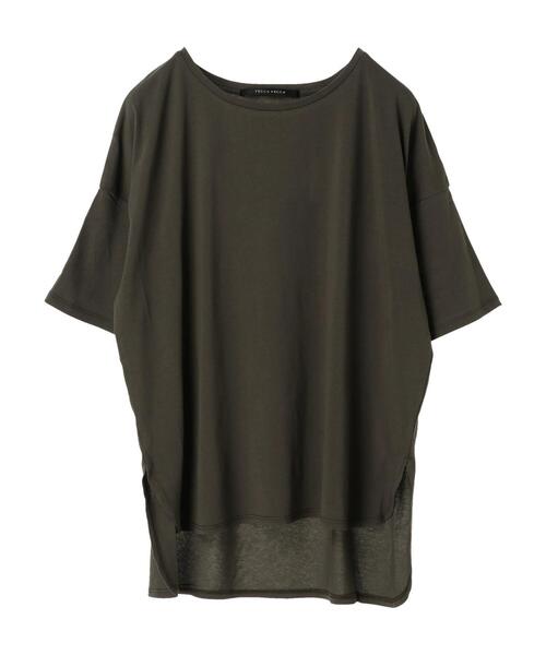 YECCA VECCA(イェッカヴェッカ)の「ラウンドヘム5分袖カットソー *(Tシャツ/カットソー・レディース・カーキ/ブラック/ベージュ/オフホワイト・FREE)」の8枚目の写真