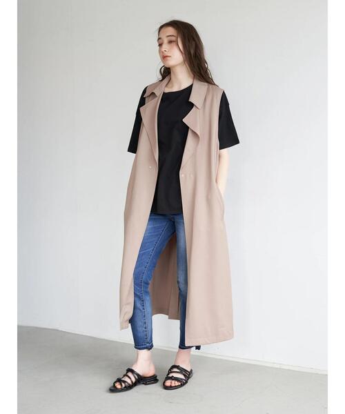 YECCA VECCA(イェッカヴェッカ)の「ラウンドヘム5分袖カットソー *(Tシャツ/カットソー・レディース・カーキ/ブラック/ベージュ/オフホワイト・FREE)」の21枚目の写真