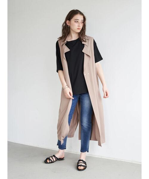 YECCA VECCA(イェッカヴェッカ)の「ラウンドヘム5分袖カットソー *(Tシャツ/カットソー・レディース・カーキ/ブラック/ベージュ/オフホワイト・FREE)」の22枚目の写真