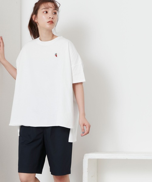 POU DOU DOU(プードゥドゥ)の「USコットンオーバーサイズTee(Tシャツ/カットソー・レディース・ライトブルー/ブラウン/オフホワイト/オレンジ・3)」の2枚目の写真