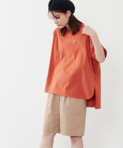 POU DOU DOU(プードゥドゥ)の「USコットンオーバーサイズTee(Tシャツ/カットソー・レディース・ライトブルー/ブラウン/オフホワイト/オレンジ・3)」の4枚目の写真