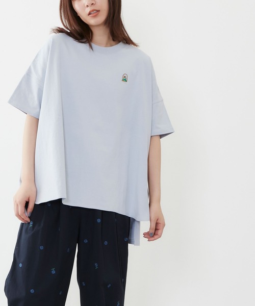 POU DOU DOU(プードゥドゥ)の「USコットンオーバーサイズTee(Tシャツ/カットソー・レディース・ライトブルー/ブラウン/オフホワイト/オレンジ・3)」の3枚目の写真