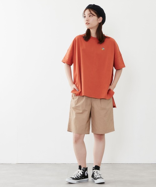 POU DOU DOU(プードゥドゥ)の「USコットンオーバーサイズTee(Tシャツ/カットソー・レディース・ライトブルー/ブラウン/オフホワイト/オレンジ・3)」の5枚目の写真