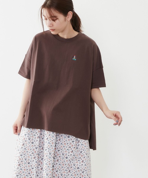 POU DOU DOU(プードゥドゥ)の「USコットンオーバーサイズTee(Tシャツ/カットソー・レディース・ライトブルー/ブラウン/オフホワイト/オレンジ・3)」の18枚目の写真