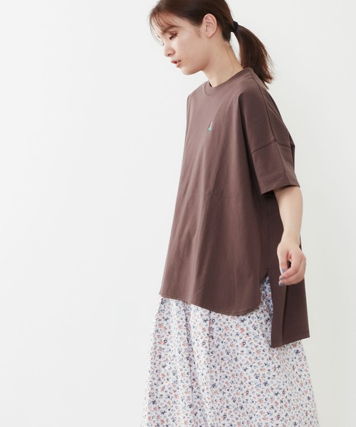 POU DOU DOU(プードゥドゥ)の「USコットンオーバーサイズTee(Tシャツ/カットソー・レディース・ライトブルー/ブラウン/オフホワイト/オレンジ・3)」の14枚目の写真