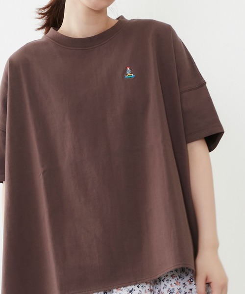 POU DOU DOU(プードゥドゥ)の「USコットンオーバーサイズTee(Tシャツ/カットソー・レディース・ライトブルー/ブラウン/オフホワイト/オレンジ・3)」の22枚目の写真