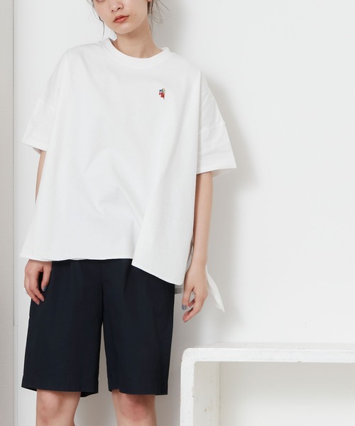 POU DOU DOU(プードゥドゥ)の「USコットンオーバーサイズTee(Tシャツ/カットソー・レディース・ライトブルー/ブラウン/オフホワイト/オレンジ・3)」の16枚目の写真