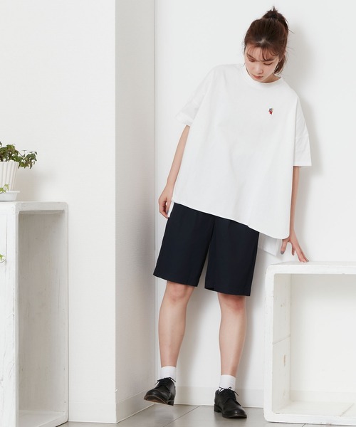 POU DOU DOU(プードゥドゥ)の「USコットンオーバーサイズTee(Tシャツ/カットソー・レディース・ライトブルー/ブラウン/オフホワイト/オレンジ・3)」の8枚目の写真