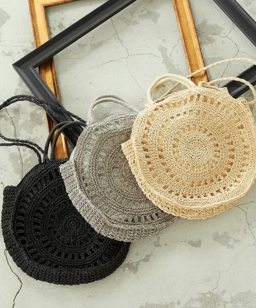 MONO COMME CA(モノコムサ)の「サークル型 かごバッグ(かごバッグ・レディース・ブラック/ライトグレー/ベージュ・FREE)」の7枚目の写真