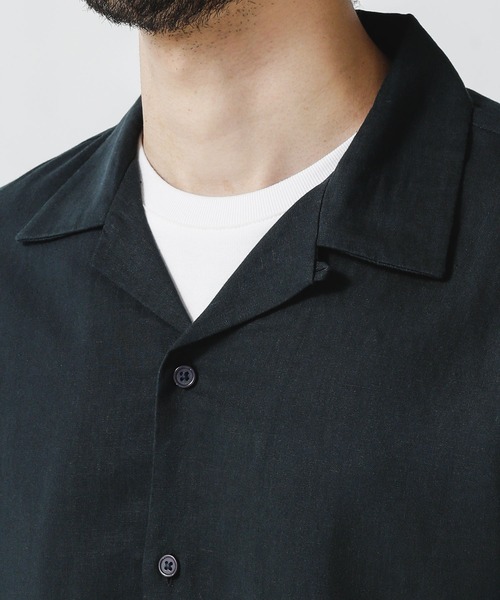 NANO universe（ナノユニバース）の「《WEB限定》ユニフレッシャーリネン 開襟シャツ 半袖（シャツ/ブラウス・メンズ・ブラック/カーキ/ネイビー・XL/S/L/M）」の5枚目の写真