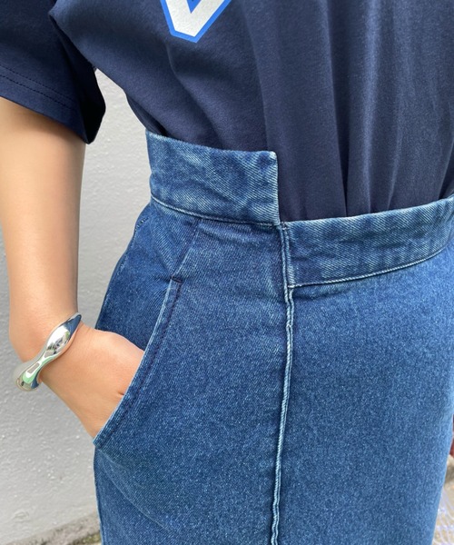 WHO'S WHO gallery(フーズフーギャラリー)の「ピンタックアシメスカート(デニムスカート・レディース・ブラック/ブルー/キナリ・FREE)」の9枚目の写真