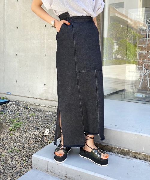 WHO'S WHO gallery(フーズフーギャラリー)の「ピンタックアシメスカート(デニムスカート・レディース・ブラック/ブルー/キナリ・FREE)」の13枚目の写真