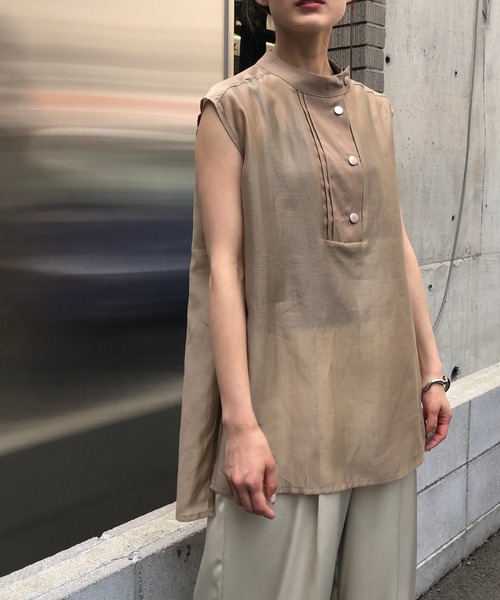 &g'aime（アンジェム）の「【&g'aime】ハイネックシアーシャツ（シャツ/ブラウス・レディース・ブラック/ベージュ/ライトグリーン・FREE）」の4枚目の写真