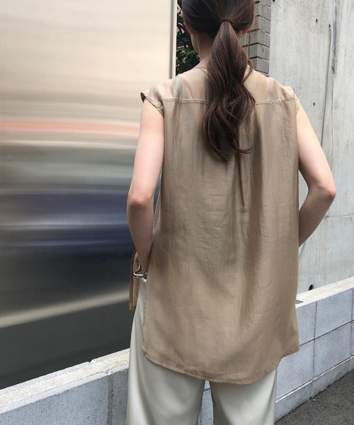 &g'aime（アンジェム）の「【&g'aime】ハイネックシアーシャツ（シャツ/ブラウス・レディース・ブラック/ベージュ/ライトグリーン・FREE）」の8枚目の写真