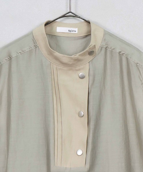 &g'aime（アンジェム）の「【&g'aime】ハイネックシアーシャツ（シャツ/ブラウス・レディース・ブラック/ベージュ/ライトグリーン・FREE）」の11枚目の写真