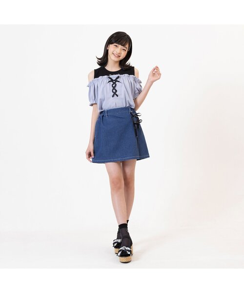 algy（アルジー）の「ロゴりぼんスカパン（スカート・キッズ・ベージュ/インディゴブルー/アイボリー・SMALL/MEDIUM/X-SMALL/XX-SMALL）」の17枚目の写真