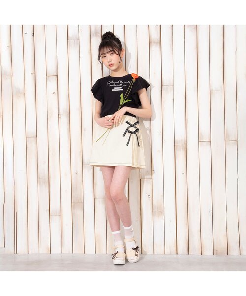 algy（アルジー）の「ロゴりぼんスカパン（スカート・キッズ・ベージュ/インディゴブルー/アイボリー・SMALL/MEDIUM/X-SMALL/XX-SMALL）」の16枚目の写真