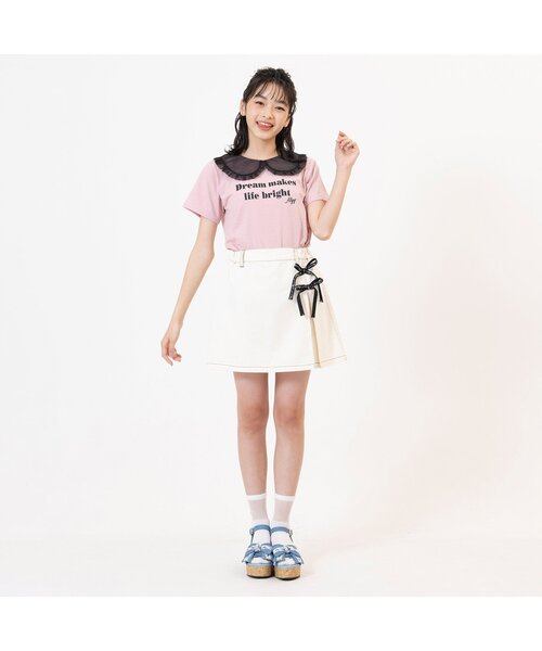 algy（アルジー）の「ロゴりぼんスカパン（スカート・キッズ・ベージュ/インディゴブルー/アイボリー・SMALL/MEDIUM/X-SMALL/XX-SMALL）」の15枚目の写真