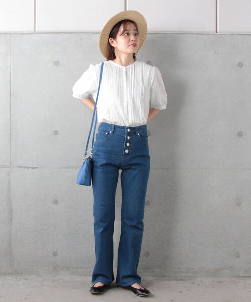 fredy emue(フレディエミュ)の「レース×ドビー半袖ブラウス(シャツ/ブラウス・レディース・オフホワイト/ミント/ブラック・38)」の16枚目の写真