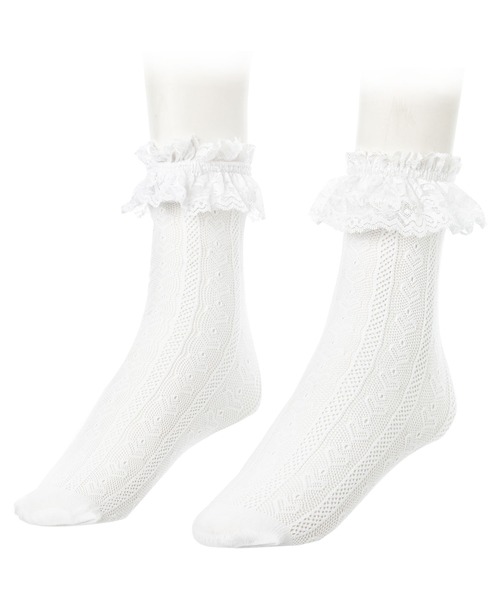 DearMyLove（ディアマイラブ）の「ハートorレースショートソックス（ソックス/靴下・レディース・ホワイト/ブラック/ホワイト系その他/ブラック系その他/ホワイト系その他2/ブラック系その他2・23-25cm/23cm～25cm）」の2枚目の写真