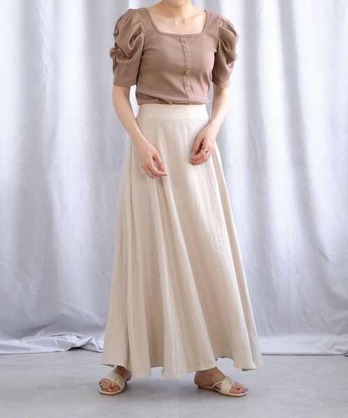 ＡＮＤＪ（アンドジェイ）の「パワーショルダースクエアネックテレコTシャツ（Tシャツ/カットソー・レディース・モカ/ブラック/カーキ/オフホワイト・M）」の18枚目の写真