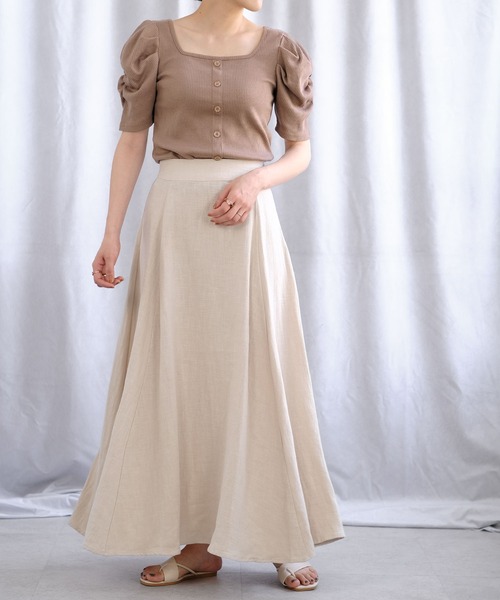 ＡＮＤＪ（アンドジェイ）の「パワーショルダースクエアネックテレコTシャツ（Tシャツ/カットソー・レディース・モカ/ブラック/カーキ/オフホワイト・M）」の21枚目の写真