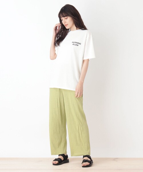 Cutie Blonde（キューティーブロンド）の「◆【2点セット】チュニックTシャツ＋ボトム（セットアップ・レディース・チャコールグレー/ライトベージュ/黄緑系・02/03）」の3枚目の写真