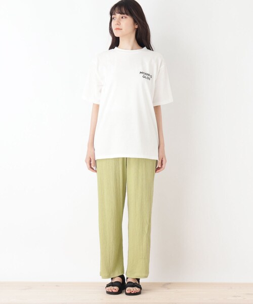 Cutie Blonde（キューティーブロンド）の「◆【2点セット】チュニックTシャツ＋ボトム（セットアップ・レディース・チャコールグレー/ライトベージュ/黄緑系・02/03）」の13枚目の写真