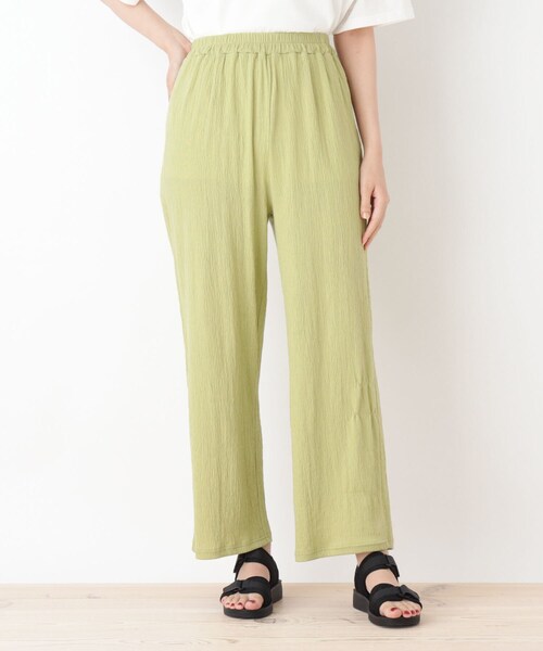 Cutie Blonde（キューティーブロンド）の「◆【2点セット】チュニックTシャツ＋ボトム（セットアップ・レディース・チャコールグレー/ライトベージュ/黄緑系・02/03）」の4枚目の写真