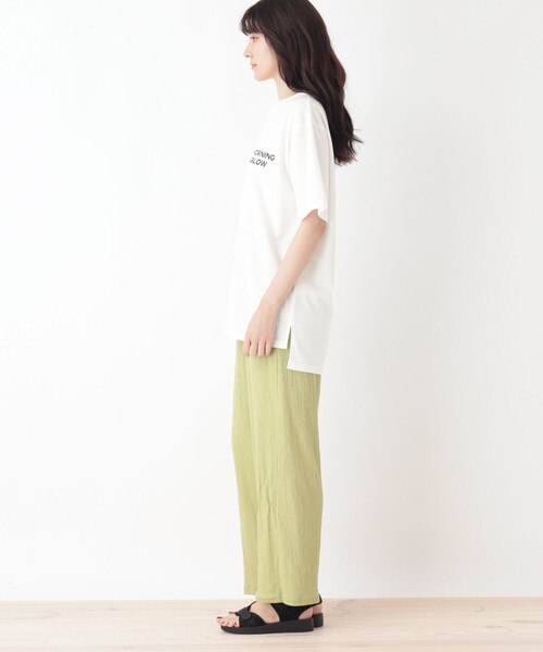 Cutie Blonde（キューティーブロンド）の「◆【2点セット】チュニックTシャツ＋ボトム（セットアップ・レディース・チャコールグレー/ライトベージュ/黄緑系・02/03）」の12枚目の写真