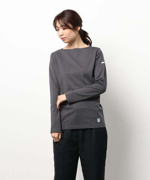 ORCIVAL(オーシバル)の「BOAT NECK P.O L/S(Tシャツ/カットソー・レディース・ブラック/その他/ホワイト/グレー系その他・0/2/1)」の1枚目の写真