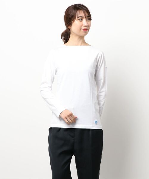ORCIVAL(オーシバル)の「BOAT NECK P.O L/S(Tシャツ/カットソー・レディース・ブラック/その他/ホワイト/グレー系その他・0/2/1)」の2枚目の写真