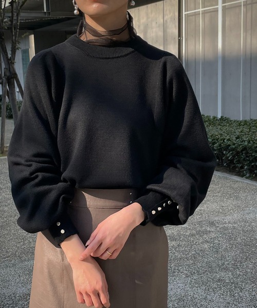 &g'aime(アンジェム)の「【&g'aime】ボリュームスリーブニット(ニット/セーター・レディース・ブラック/ベージュ/カーキ/キャメル・FREE)」の2枚目の写真